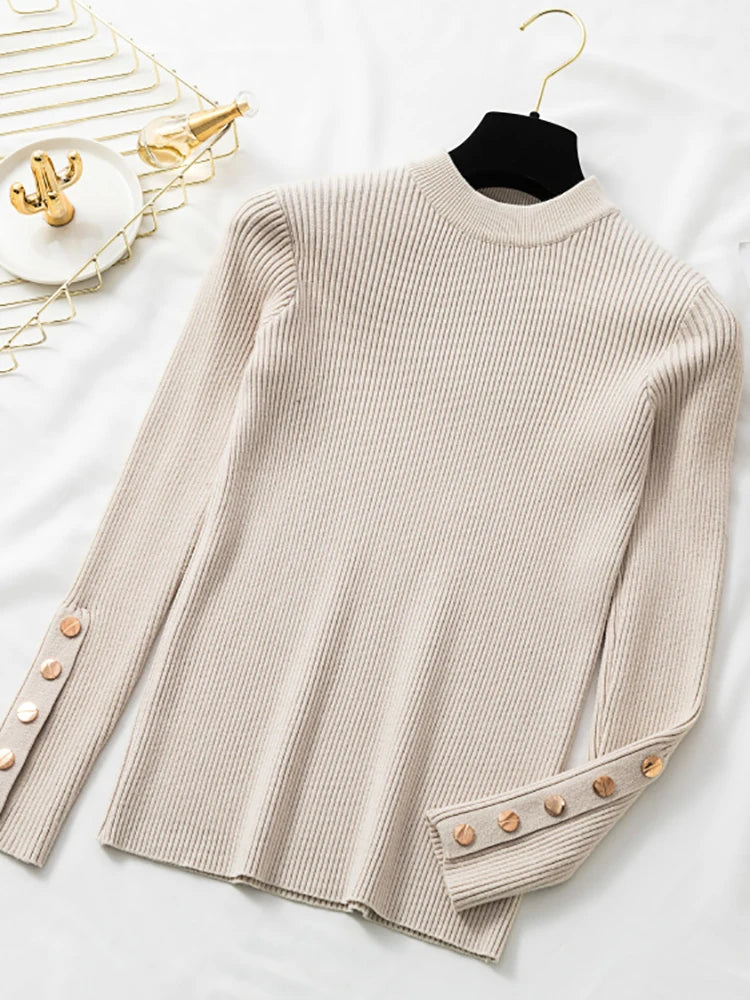 Button O-Neck Sweater